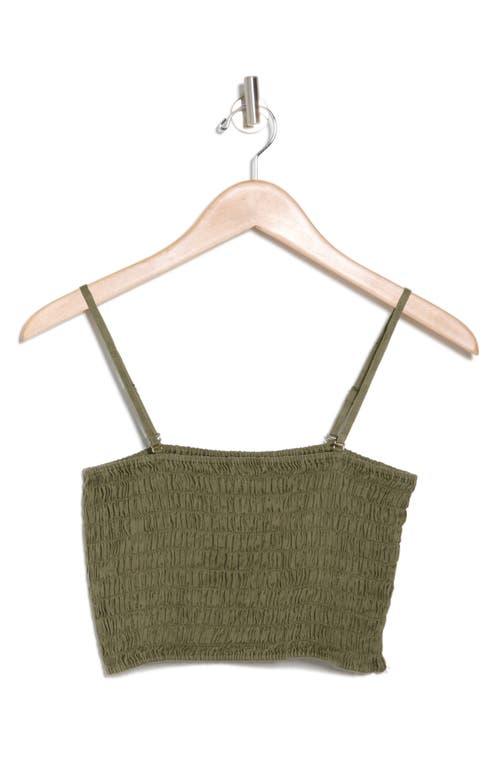 Shop Atm Anthony Thomas Melillo Smocked Linen Crop Tank In Seaweed