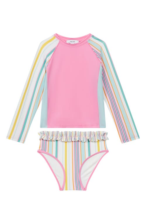 Reiss Kids' Amelia Jr Two-Piece Rashguard Swimsuit Pink Multi at Nordstrom, Y