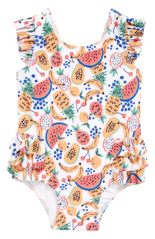 Tucker + Tate Ruffle One-Piece Swimsuit in White- Pink Tropical Fruit