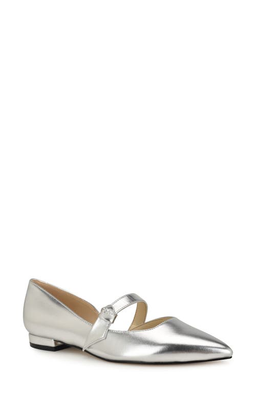 Shop Nine West Luso Mary Jane Half D'orsay Pointed Toe Flat In Silver