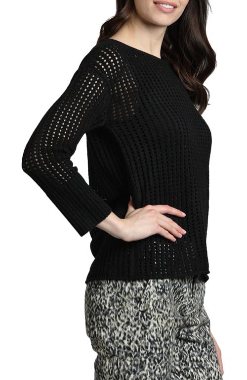 Shop Apny Open Stitch Sweater In Black