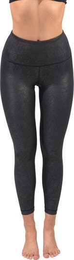90 DEGREE BY REFLEX Faux Cracked Leather High Rise Ankle Leggings