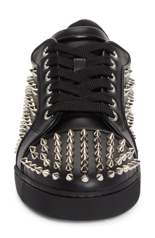 Christian Louboutin Vieira Night Spikes Low Top Sneaker In Black/silver