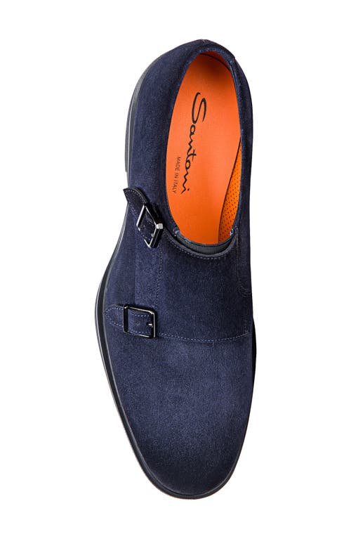 Shop Santoni Double Monk Strap Shoe In Blue