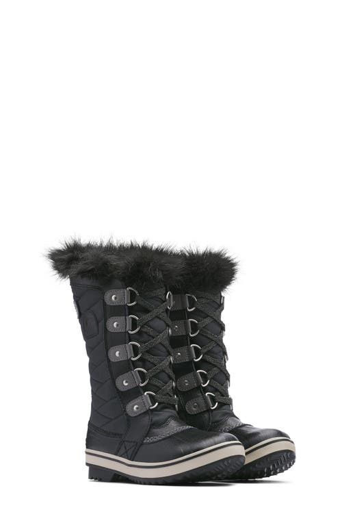 Shop Sorel Kids' Tofino Ii Faux Fur Lined Waterproof Boot In Black/quarry