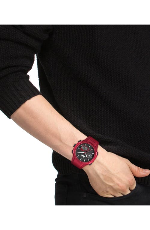 Shop Lacoste Lc33 Silicone Strap Watch, 43.75mm In Red/black