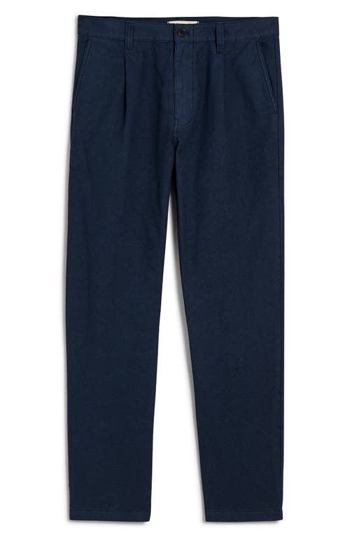 Madewell Pleated Relaxed Straight Leg Cotton & Hemp Pants In After Midnight