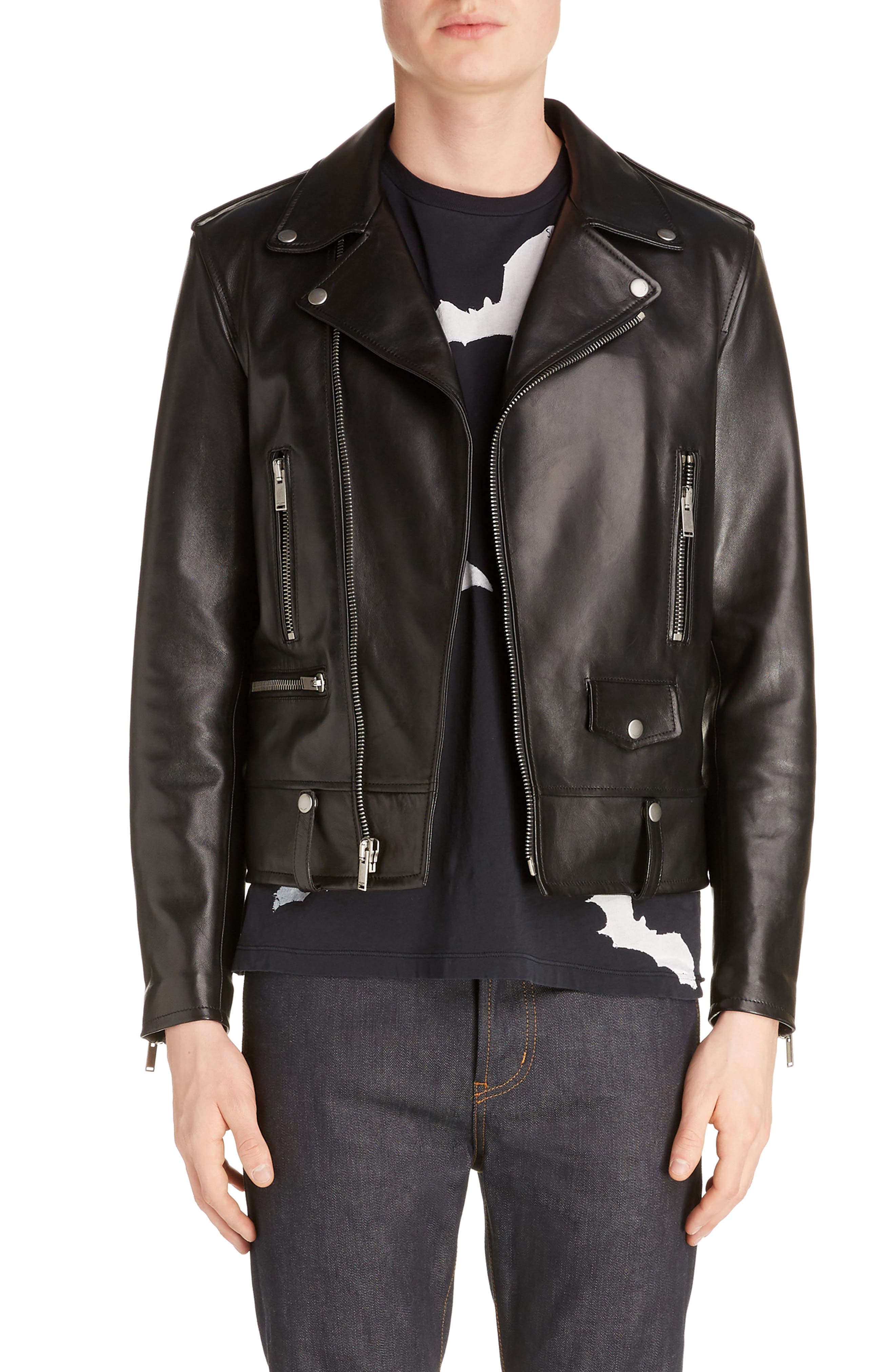 yves saint laurent leather jacket mens