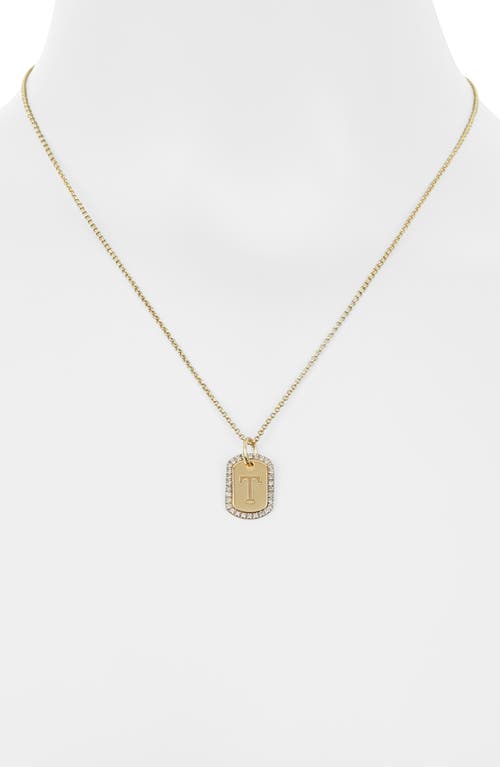 Meshmerise Diamond Initial Dog Tag Pendant Necklace In Yellow-t