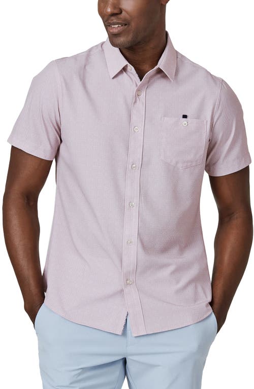 Cortes Micropattern Performance Short Sleeve Button-Up Shirt in Stone Rose