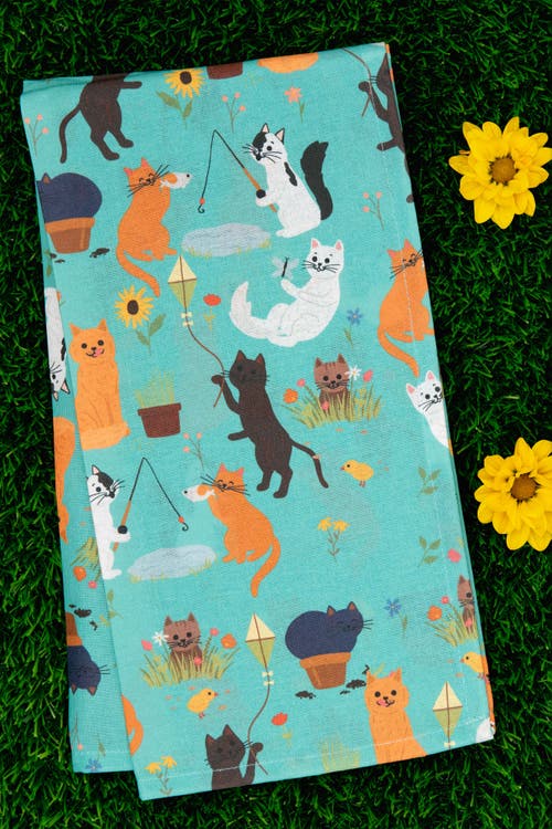 Cattington Cat Kitchen Towels In Whiskers & Blooms