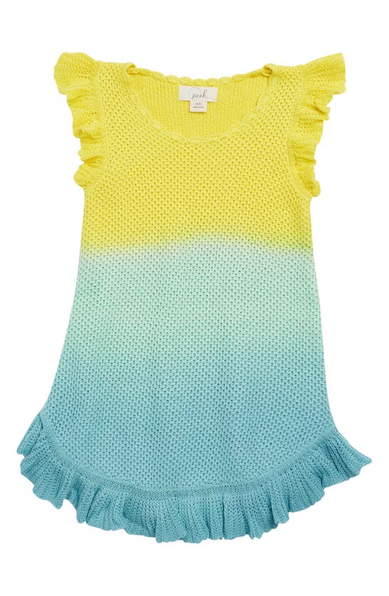 Shop Peek Aren't You Curious Kids' Dip Dye Mesh Stitch Sweater Dress In Multi