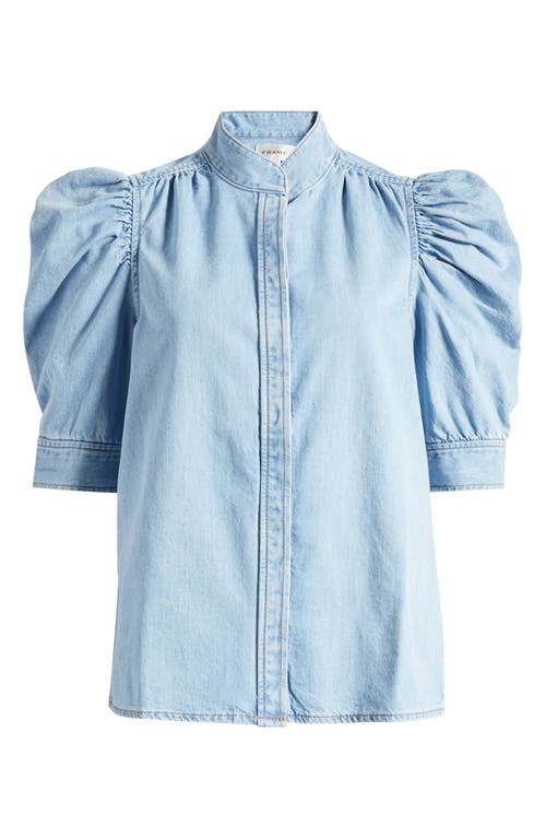 Frame Gillian Puff Sleeve Denim Shirt In Blue