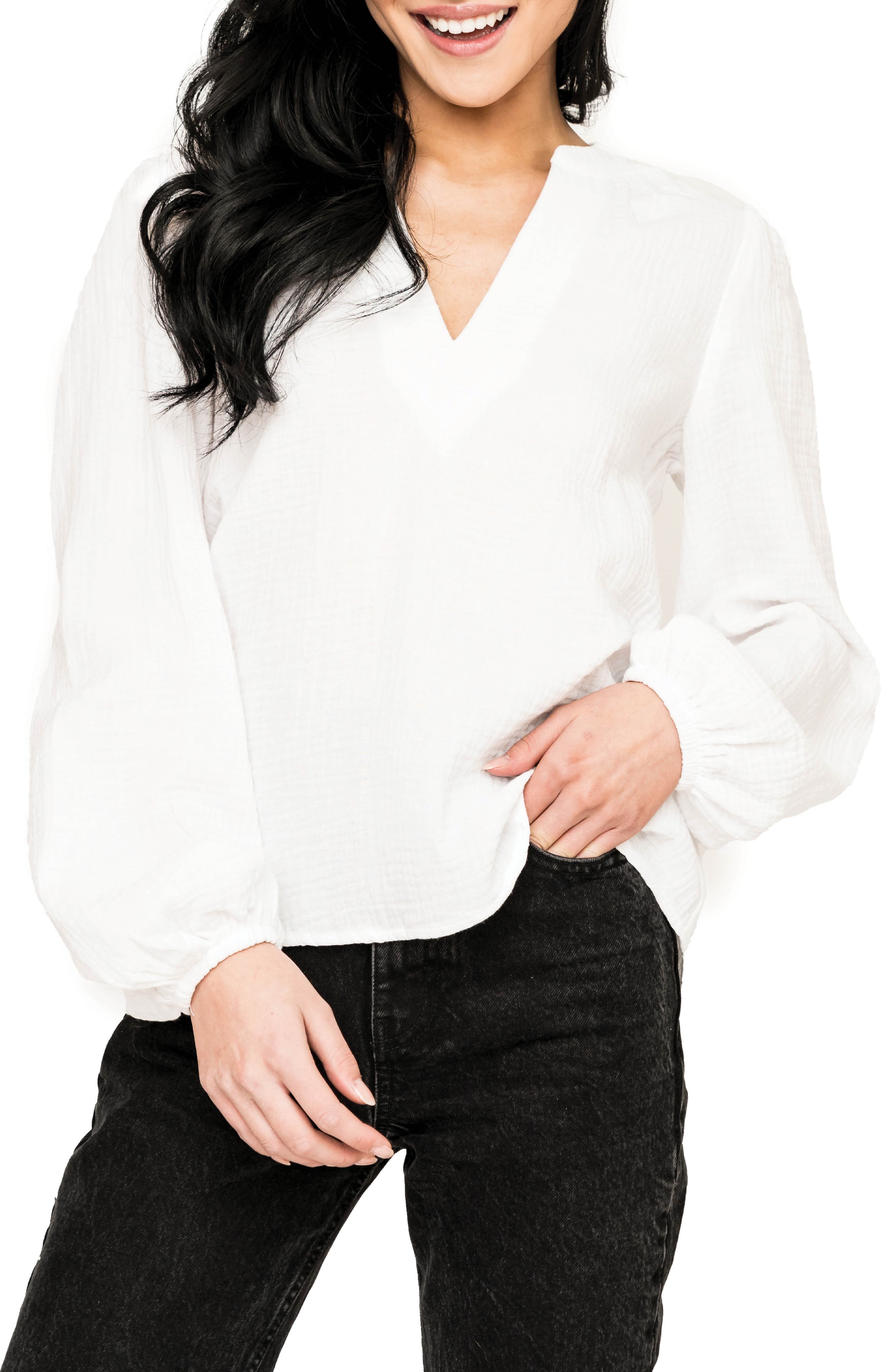 GIBSONLOOK Cotton Gauze Blouse | Nordstrom