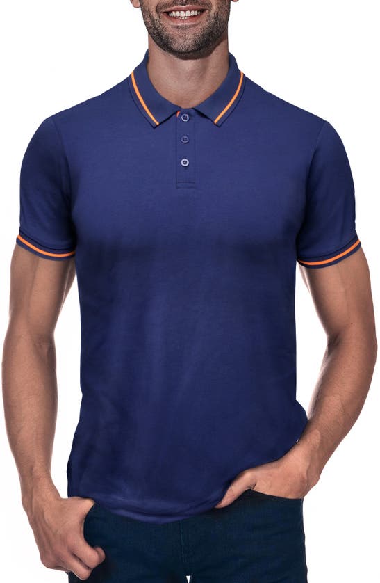 X-ray Pipe Trim Knit Polo In Twilight Blue