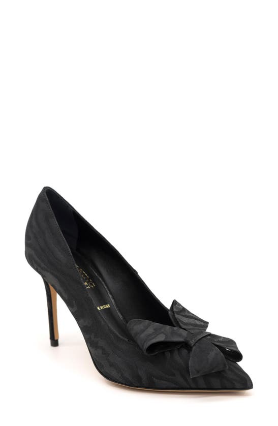 Something Bleu Fox Pointed Toe Pump In Black Moire