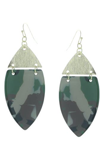 Olivia Welles Gold-plated Zoey Camouflage Teardrop Earrings In Green