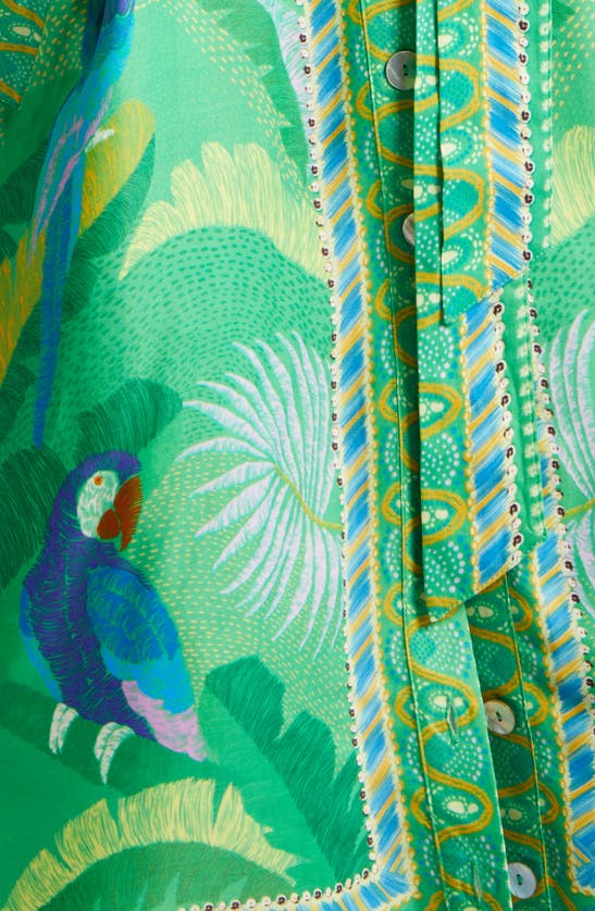 Shop Farm Rio Macaw Scarf Print Shirtdress In Macaw Scarf Green