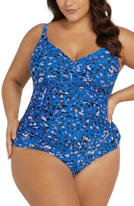 Shop Artesands Jacqua Monet Underwire One-piece Swimsuit In Blue