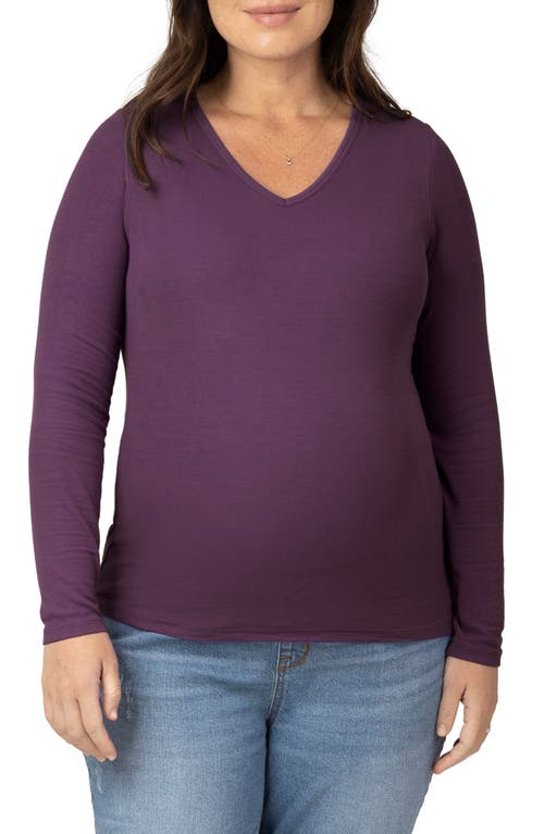 Shop Kindred Bravely Rib V-neck Maternity/nursing Top In Mulberry