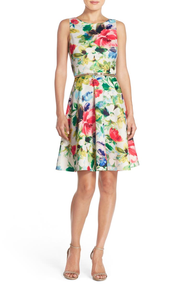 Eliza J Floral Print Scuba Fit & Flare Dress (Regular & Petite) | Nordstrom