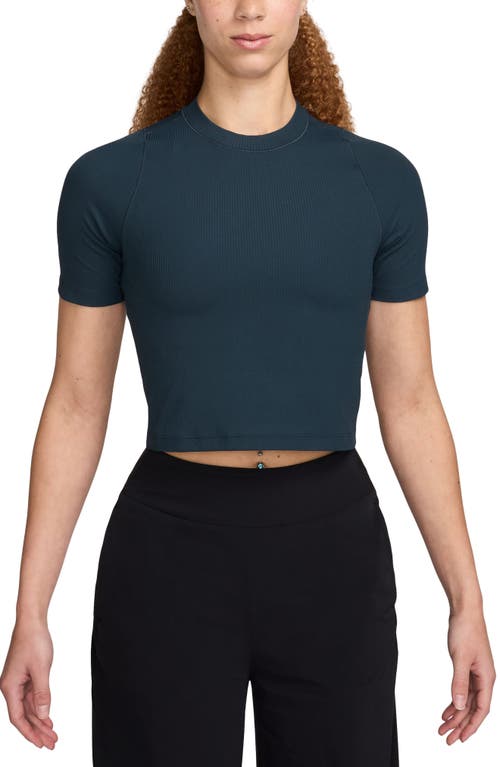 Nike Zenvy Dri-fit Rib T-shirt In Armory Navy/ White