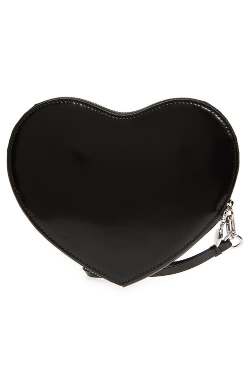 Shop Sandy Liang Heart Leather Wristlet In Black