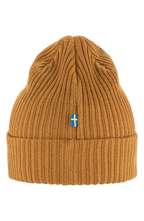 Shop Fjall Raven Fjällräven Ribbed Performance Beanie In Acorn