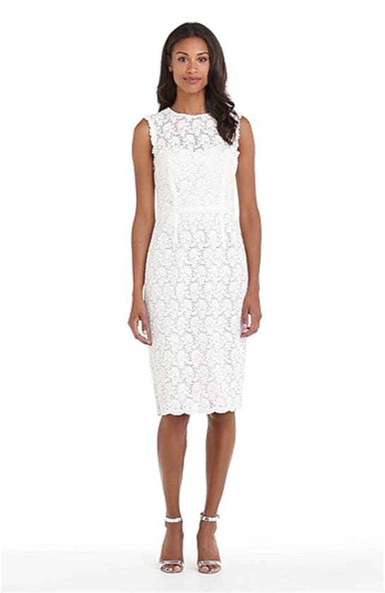 Jill Jill Stuart Illusion Yoke Lace Sheath Dress In Ivory