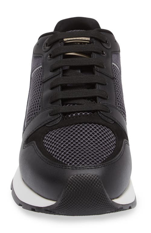 Shop Versace Mixed Media Sneaker In Black Anthracite Gold