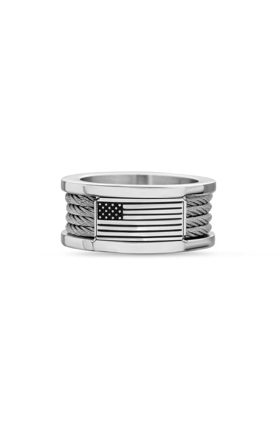 Nautica Stainless Steel Cable Ring In Metallic