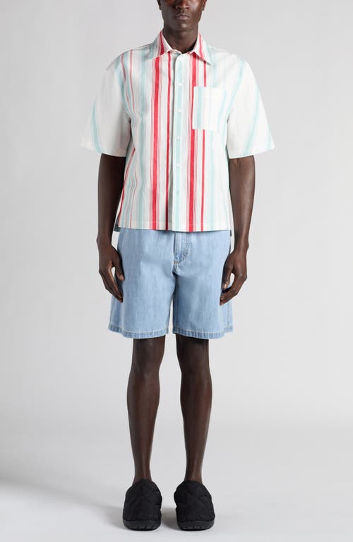 Bottega Veneta Bleached Denim Drawstring Waist Shorts In 4946 Light Bleach