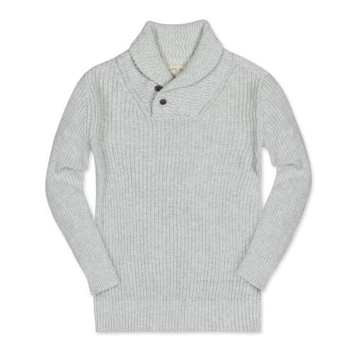 Hope & Henry Baby Boys' Organic Shawl Collar Sweater, Infant In Light Gray Textured Collar