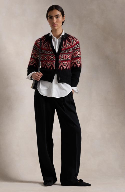 Shop Polo Ralph Lauren Fair Isle Alpaca Blend Jacquard Cardigan In Black Multi