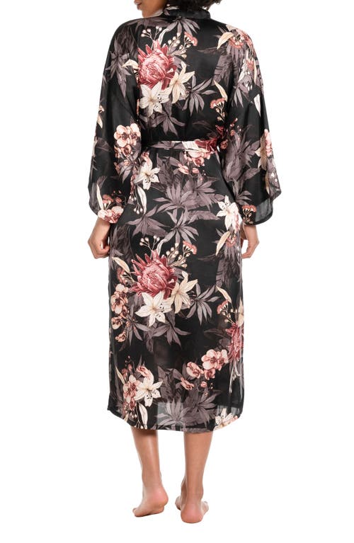 Shop Midnight Bakery Floral Wrap Robe In Midnight Tropics/black