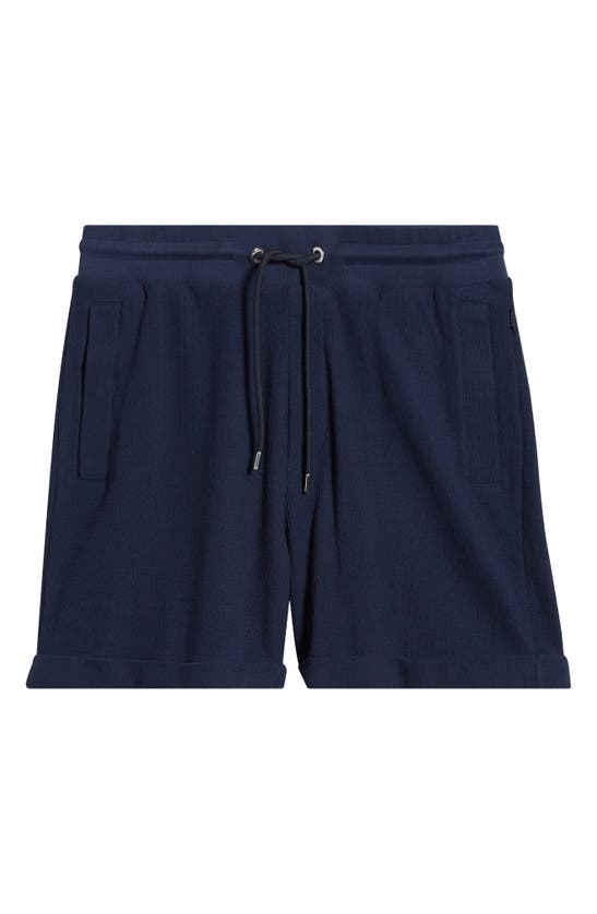 Shop Hugo Boss Boss Lasdun Cotton Gauze Drawstring Shorts In Dark Blue