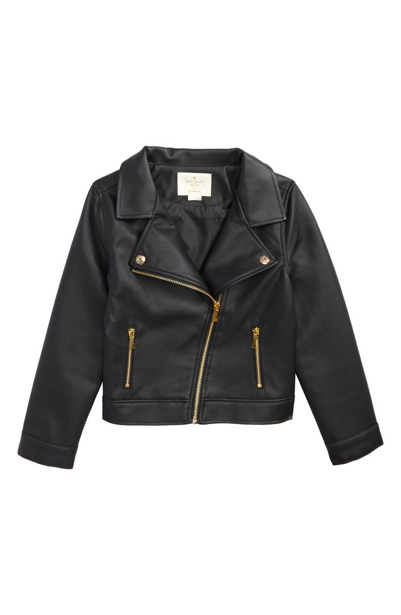 Kate Spade New York Faux Leather Moto Jacket Toddler Girls