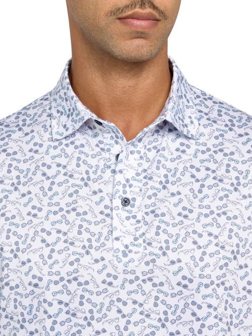 Construct Con.struct Micro Sunglasses Print Performance Golf Polo In White/green