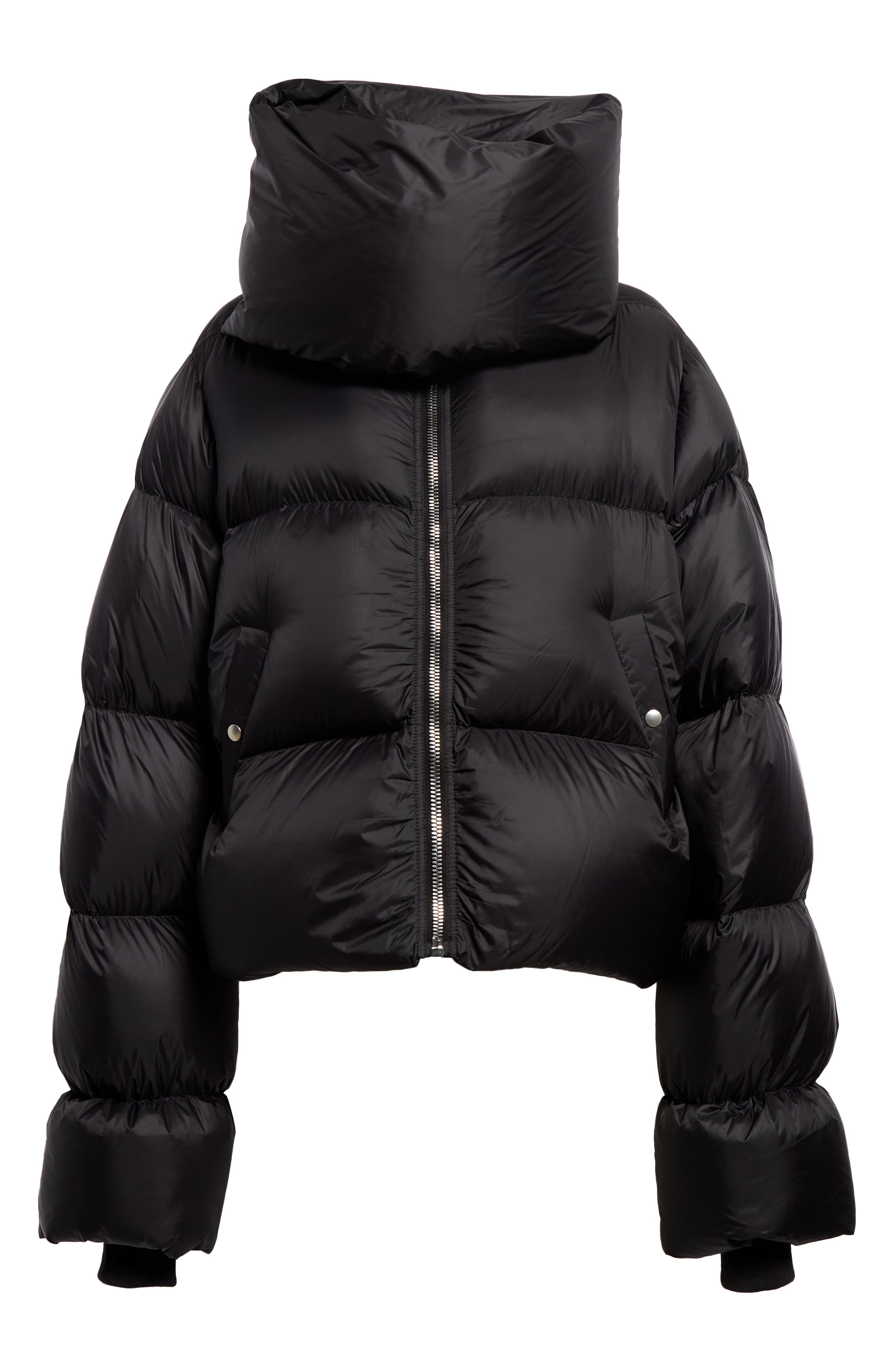 Rick Owens Funnel Neck Down Puffer Jacket in Black Smart Closet