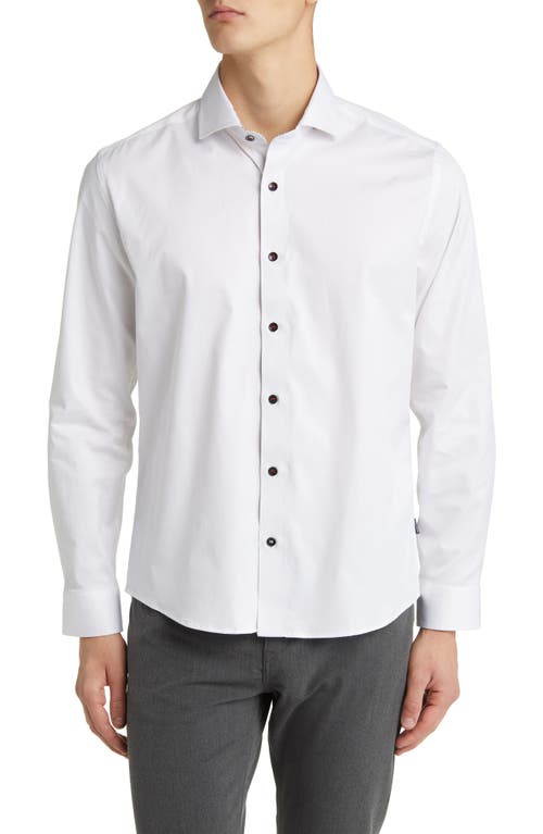 DRYTOUCH Performance Sateen Button-Up Shirt in White