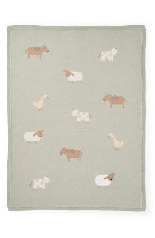Elegant Baby On The Farm Cotton Knit Blanket In Sage