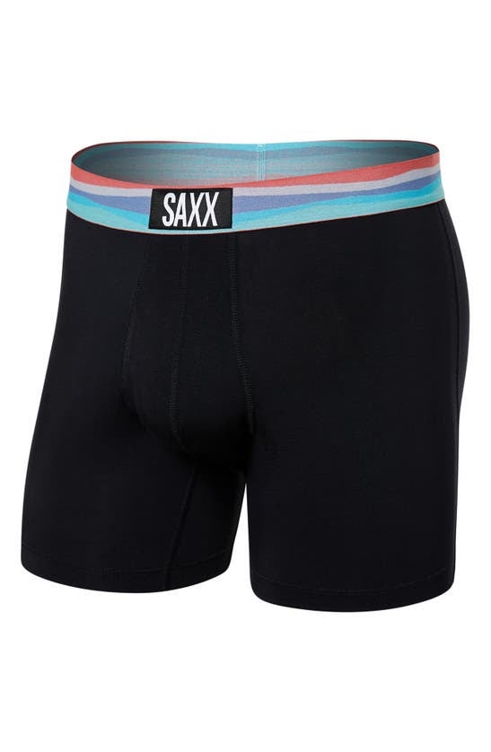 Saxx Ultra Super Soft Relaxed Fit Boxer Briefs In Black Cutback Stripe Wb