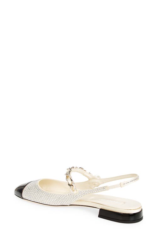 Shop Miu Miu Imitation Pearl Crystal Embellished Slingback Sandal In White/black