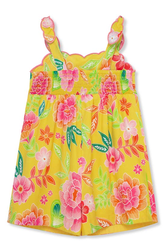 Shop Peek Aren't You Curious Kids' Dotty Floral Sleeveless Romper In Yellow Multi Print