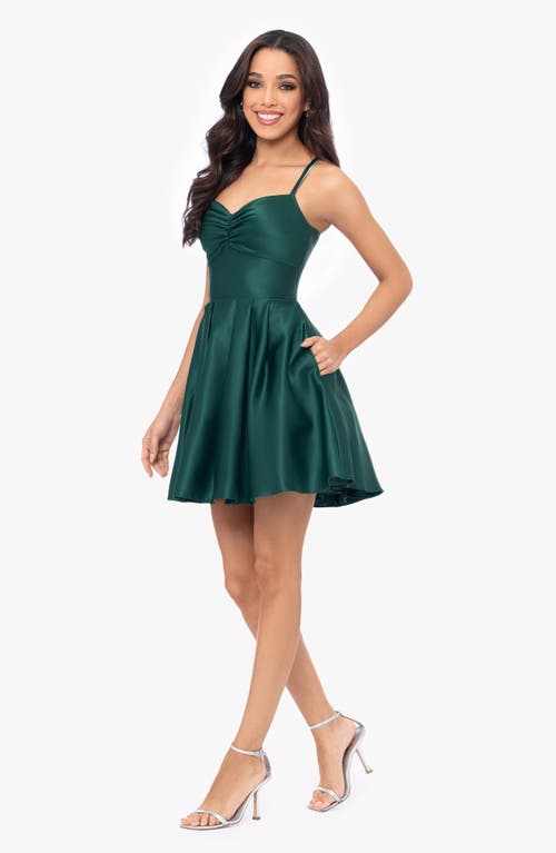 Blondie Nites Corset Bodice Satin Cocktail Minidress In Hunter