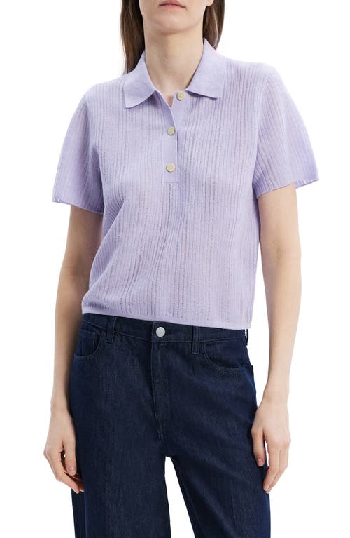 Shop Theory Neo Crop Knit Polo In Soft Iris