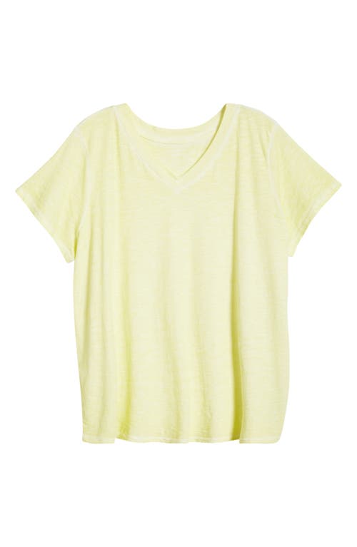 Shop Eileen Fisher Organic Cotton V-neck T-shirt In Citrus