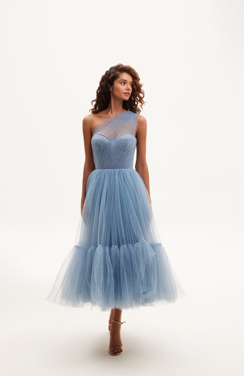 Shop Milla One-shoulder Cocktail Tulle Dress In Light Blue