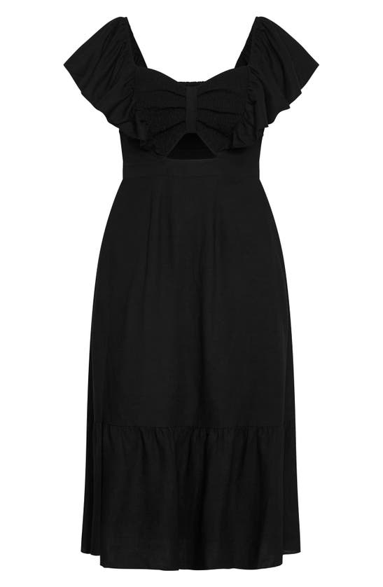 Shop City Chic Alora Flutter Sleeve Cutout Maxi Dress In Black