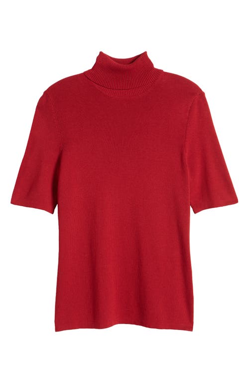 ANNE KLEIN ANNE KLEIN TURTLENECK SHORT SLEEVE RIB SWEATER